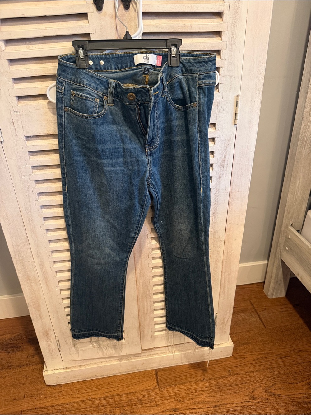 CAbi Mid Blue Straight-Leg Jeans kick it cropped